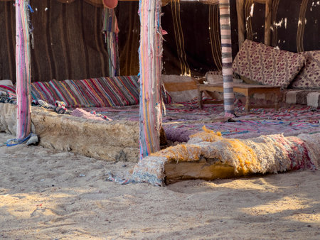 Bedouin village in the desert in Egyptの写真素材