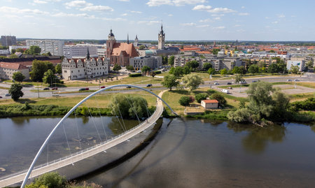View of the city of Dessau in Germanyの写真素材