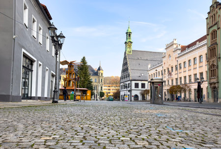 old town square in zwickau east germanyの写真素材