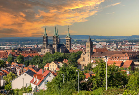 View of the Skyline from Bamberg City in Bavaria Germanyの写真素材