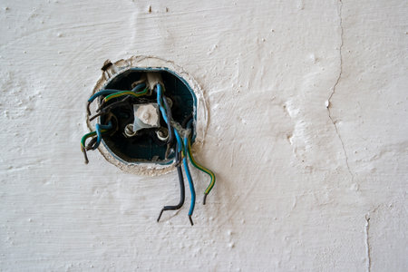 Old socket with cable connections time for renovationの写真素材