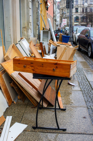 Heap of furniture waste outdoor verticalの写真素材