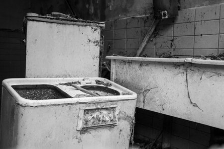 Lost Places Decline of transience Black and White Photoの写真素材