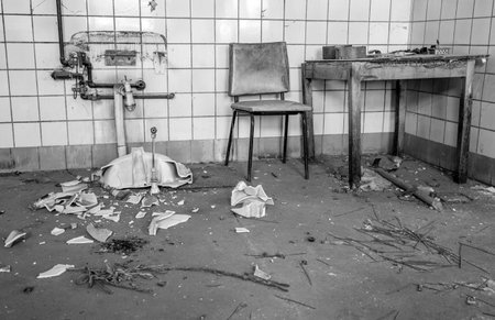 Interior of the abandoned old factoryの写真素材