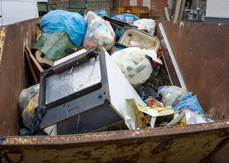 garbage dump in the container for recyclingの写真素材