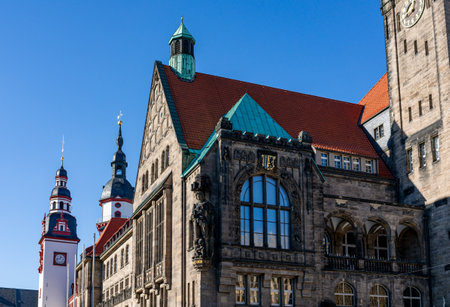 old town hall in chemnitz saxony east germanyの写真素材