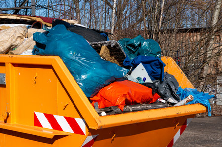 container with garbage waste separation at the recycling centerの写真素材