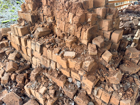 old red bricks stone wall textureの写真素材