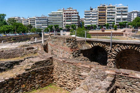 old ruins on the market in Thessaloniki Greeceの写真素材