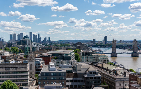 View of the city of London with Tower Bridge and Thames Riverの写真素材