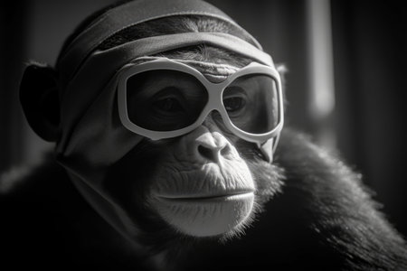 A monkey in a hero's mask. The hero is ready to save the innocent from evil Generative AIの素材