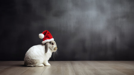 Jingle Bell Bunny: Rabbit in a Santa Hat Adds Musical Merriment to Christmasの素材