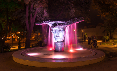 Odessa, Ukraine - 09.29.2018. Panorama view of the Greek park restored this summer in Odessa, Ukraine, in the eveningのeditorial素材