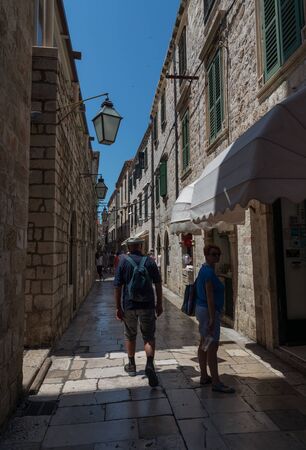 Dubrovnik, Croatia - 07. 13. 2018. The streets of Dubrovnik Old Town, Croatia, on a sunny summer day.のeditorial素材