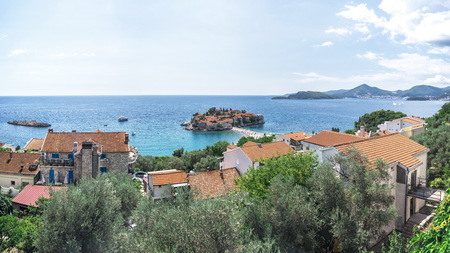 Sveti Stefan island in Montenegro, luxury hotel on the Adriatic seaのeditorial素材