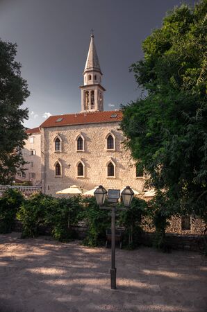 Budva, Montenegro - 07.10.2018.  St. Johns Church in Budva old town on a sunny summer dayのeditorial素材