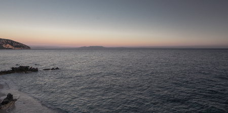 Warm summer evening at the resort of Dhermi in Albaniaの写真素材