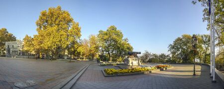Odessa, Ukraine - 09.11.2018. Early autumn morning on Primorsky Boulevard in Odessa, Ukraine....