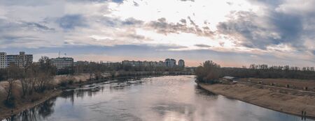 Panoramic view of the city and the Dniester River in the city of Tiraspol, Transnistria, Moldovaのeditorial素材