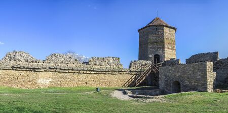 Akkerman, Ukraine - 03.23.2019. Panoramic view of the Fortress walls and towers from the inside of...
