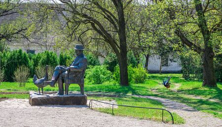 Askania-Nova, Ukraine - 04.28.2019. Monument to Baron Falz-Feyn, founder of Askania-Nova Nature Reserve in Ukraine on a sunny spring dayのeditorial素材