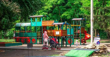 Odessa, Ukraine - 06.09.2019. People walk and relax in Gorky Park in Odessa, Ukraine, on a hot summer dayのeditorial素材