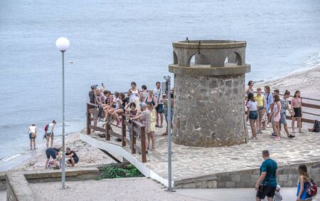 Nessebar, Bulgaria â€“ 07.10.2019.  Tourists visiting the sights of the old town of Nessebar,...
