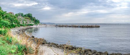 Nessebar, Bulgaria â 07.10.2019.  Beaches in Nessebar, Bulgaria, on an early summer morningのeditorial素材