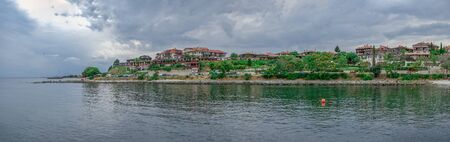 Nessebar, Bulgaria â 07.10.2019.  Embankment and Boulevard in the old town of Nessebar, Bulgaria, on a cloudy summer morningのeditorial素材