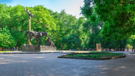 Odessa, Ukraine - 05.24.2019. Monument to Ataman Anton Golovaty in Odessa, on a sunny dayのeditorial素材