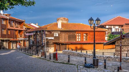 Nessebar, Bulgaria â 07.09.2019. Streets of the old town of Nessebar on a  summer eveningのeditorial素材