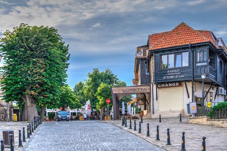 Nessebar, Bulgaria â€“ 07.09.2019. Streets of the old town of Nessebar on a  summer evening