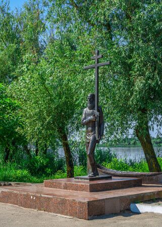 Vilkovo, Ukraine - 06.23.2019. Monument to Livovan, the first resident of the village of Vilkovo, Ukraine.のeditorial素材