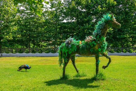 Ravadinovo, Bulgaria â 07.11.2019.  Herbal sculptures in the park of Ravadinovo castle, Bulgaria, on a sunny summer dayのeditorial素材