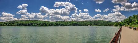 Valea Morilor Lake in Chisinau, Moldova, on a sunny summer dayのeditorial素材