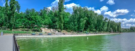 Chisinau, Moldova â 06.28.2019. Embankment of Valea Morilor Lake in Chisinau, Moldova, on a sunny summer dayのeditorial素材
