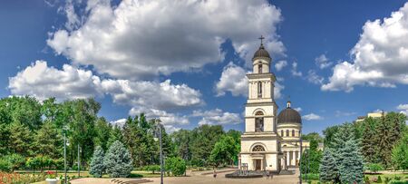 Chisinau, Moldova â 06.28.2019. Bell tower in the Chisinau Cathedral Park, Moldova, on a sunny summer dayのeditorial素材