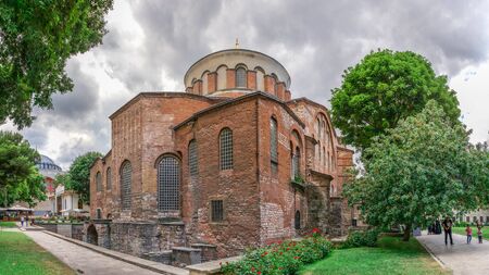 Istambul, Turkey â 07.12.2019. Church of St. Irina in Topkapi park on a cloudy summer dayのeditorial素材
