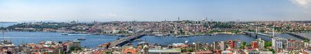 Istambul, Turkey â 07.13.2019. Big panoramic top view of Eminonu district of Istanbul with Galata and Ataturk bridges on a summer dayのeditorial素材