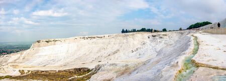 Pamukkale, Turkey â 07.15.2019. Mineral forests, petrified waterfalls and terraced basins in Pamukkale, Turkey, on a summer morning.のeditorial素材