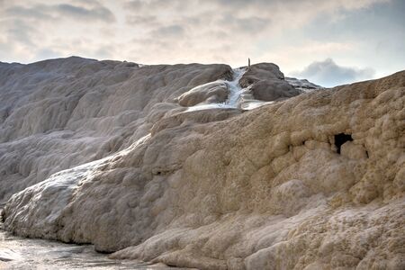 White limestone mineral forests in Pamukkale, Turkey, on a summer morning.のeditorial素材