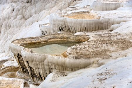 Pamukkale Travertine pool in Turkey on a summer morning.のeditorial素材