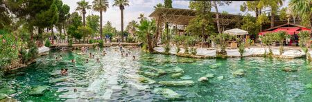 Pamukkale, Turkey â 07.15.2019. Cleopatra antic Pool in Hierapolis Ancient city on a sunny summer dayのeditorial素材