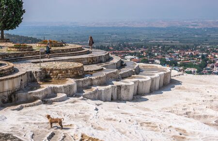 Pamukkale, Turkey â 07.15.2019. Pamukkale Travertine pool in Turkey on a summer morning.のeditorial素材