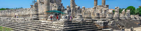 Didyma, Turkey â 2019-07-20. A base of a column of the eastern facade of the Temple of Apollo at Didyma, Turkey, on a sunny summer dayのeditorial素材