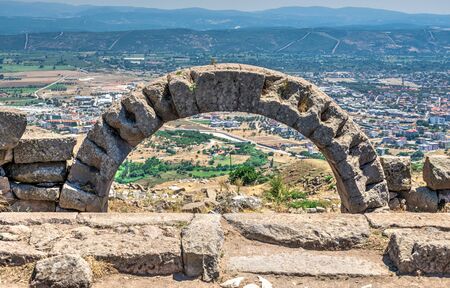 Ruins of the Ancient Greek city Pergamon in Turkey on a sunny summer dayの写真素材
