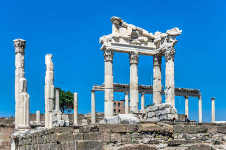 Pergamon, Turkey -07.22.2019. Ruins of the Temple of Dionysos in the Ancient Greek city Pergamon, Turkeyのeditorial素材