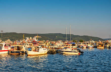 Canakkale, Turkey â 07.23.2019.  Boats in the harbor of Canakkale, Turkey, on a sunny summer morningのeditorial素材