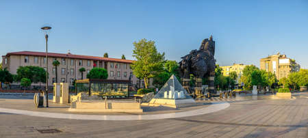 Canakkale, Turkey -07.23.2019.  Troy Antique City Open Air Museum on Canakkale Embankment in Turkey...