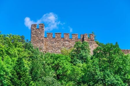 Fortification walls of the Tsarevets fortress in Veliko Tarnovo, Bulgaria, on a sunny summer dayの写真素材